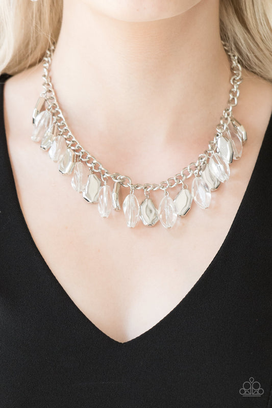 Fringe Fabulous - White Necklace - PrettyZJewels