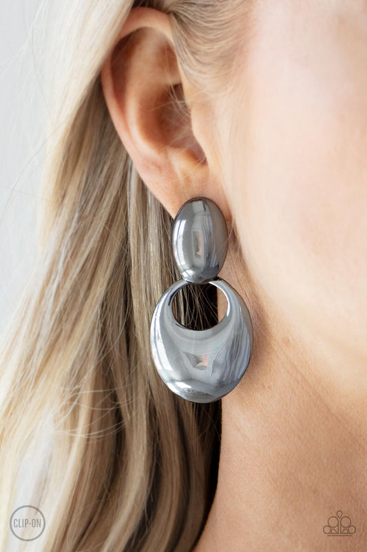 Urban Artistry - Black Clip-on Earrings