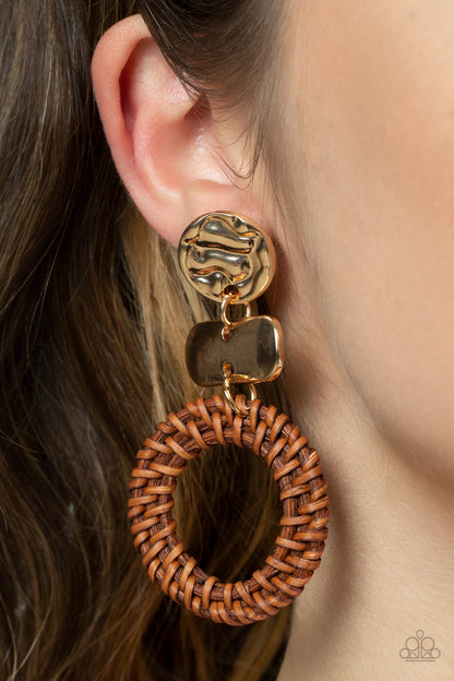 Woven Whimsicality - Gold Earrings